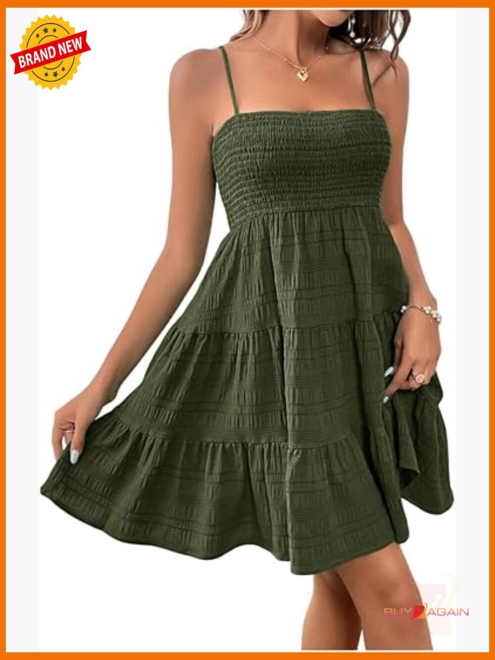 Sleeveless Smock Mini Dress with Adjustable Straps and Ruffle Hem
